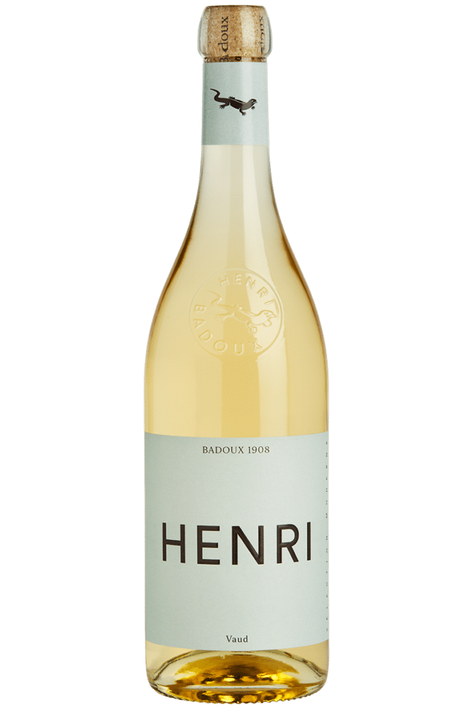 Bouteille de vin blanc suisse Henri 1908 (Vaud AOC), de la Maison Henri Badoux à Aigle.
