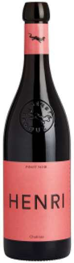 Bouteille de vin rouge suisse (Chablais AOC) Henri Pinot Noir de la Maison Henri Badoux.