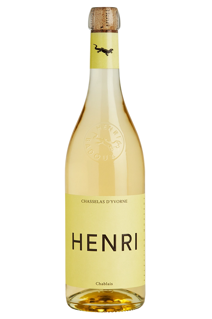 Bouteille de vin blanc suisse Henri Chasselas Yvorne, de la Maison Badoux à Aigle.