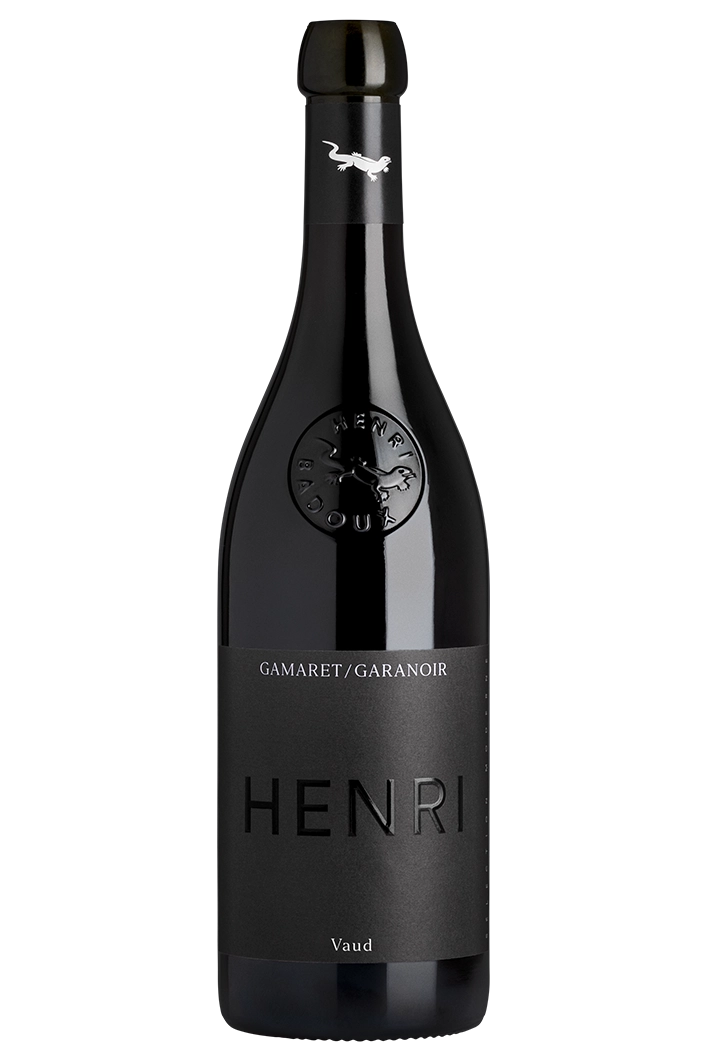 Bouteille de vin rouge suisse Henri Gamaret-Garanoir, de la Maison Badoux à Aigle.