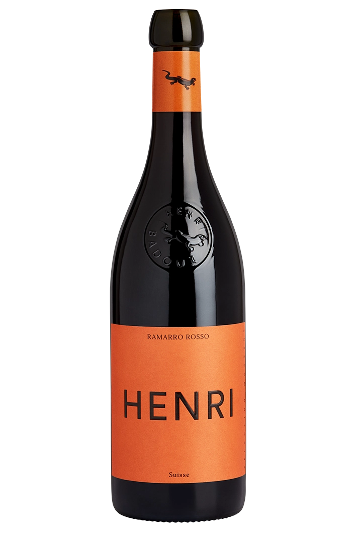 Bouteille de vin rouge suisse Henri Ramarro Rosso, de la Maison Badoux à Aigle.