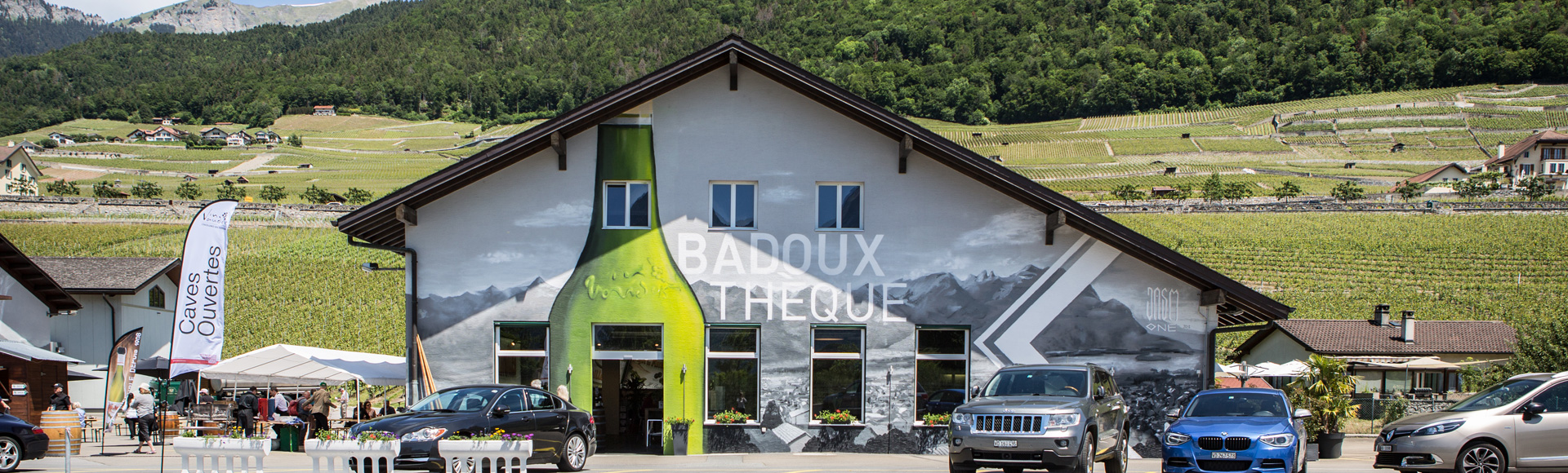 La BadouxThèque à Yvorne, espace de dégustation des vins de la Maison Henri Badoux.